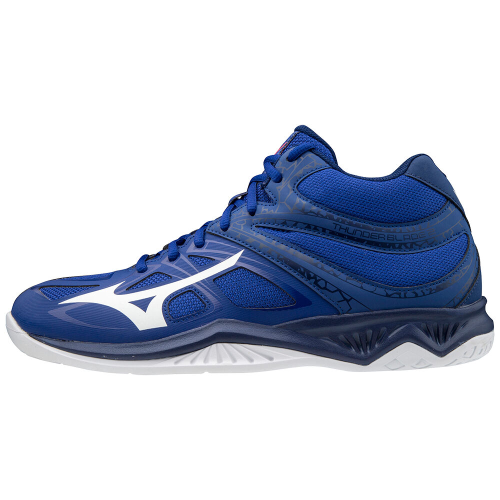 Scarpe Pallavolo Mizuno Thunder Blade 2 Mid Uomo - Blu/Bianche/Rosa - 24159-KIDW